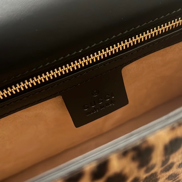 💯% Auth GUCCI Leather Bag - Sylvie Calf Hair Harako Leopard Print Shoulder Bag - Picture 9 of 17